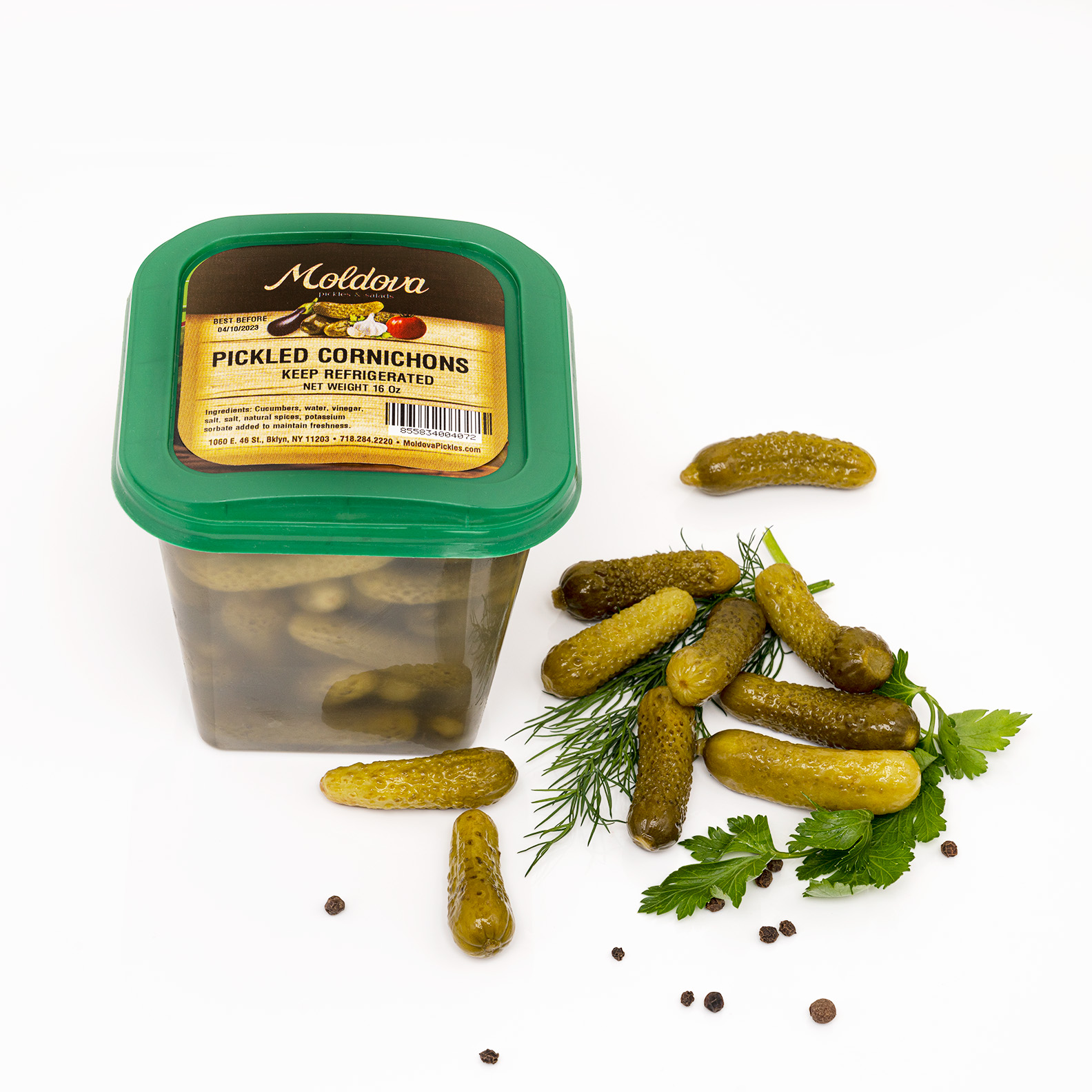 Pickled Cornichons 16 oz x 18 - Moldova Pickles and Salads